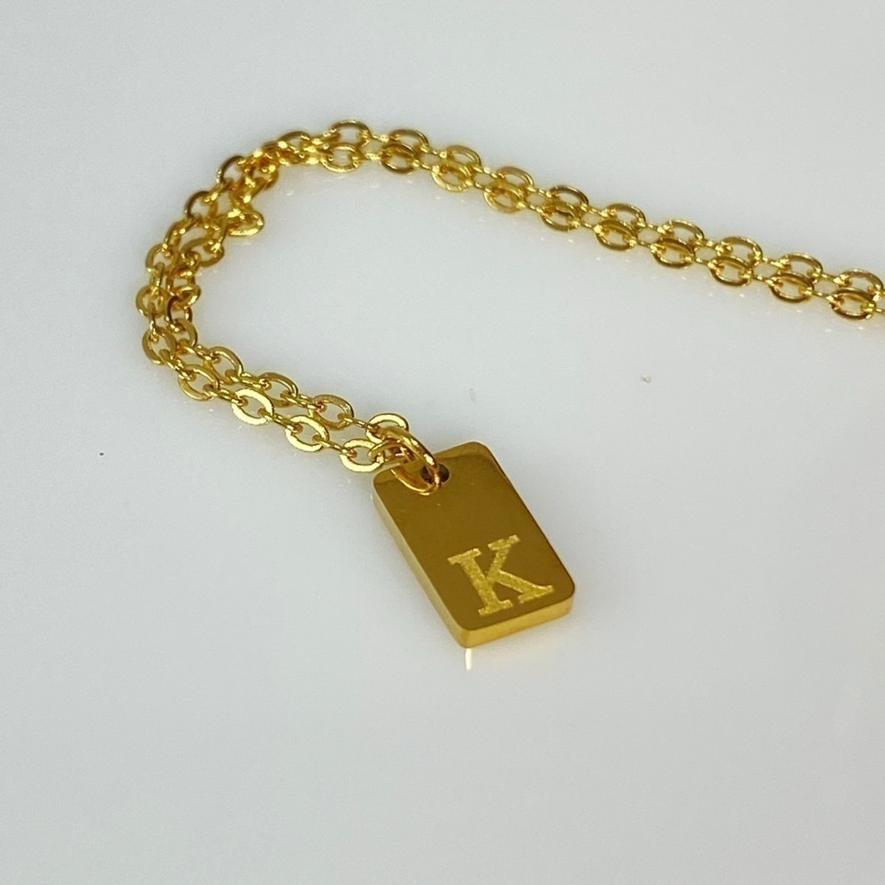Initial Letter K Tag Necklace